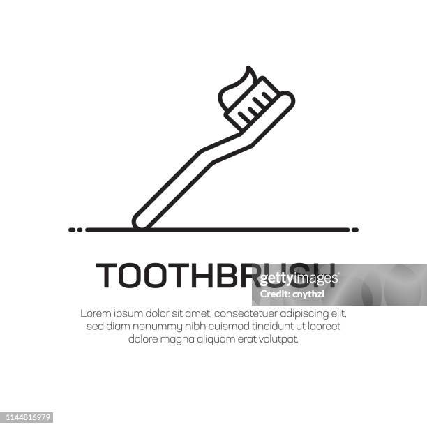 bildbanksillustrationer, clip art samt tecknat material och ikoner med tandborste vektor linje ikon-enkel tunn linje ikon, premium kvalitet design element - toothbrush