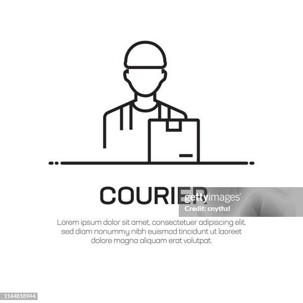 courier vector line icon - simple thin line icon, premium quality design element - parcel tracking stock illustrations
