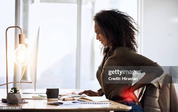 this is why stretching is important - woman bad posture stock pictures, royalty-free photos & images