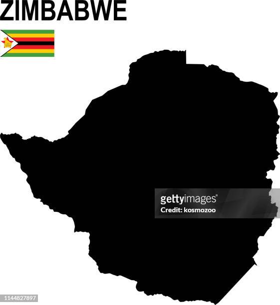 ilustrações, clipart, desenhos animados e ícones de mapa básico preto de zimbabwe com a bandeira de encontro ao fundo branco - bandeira de zimbabué