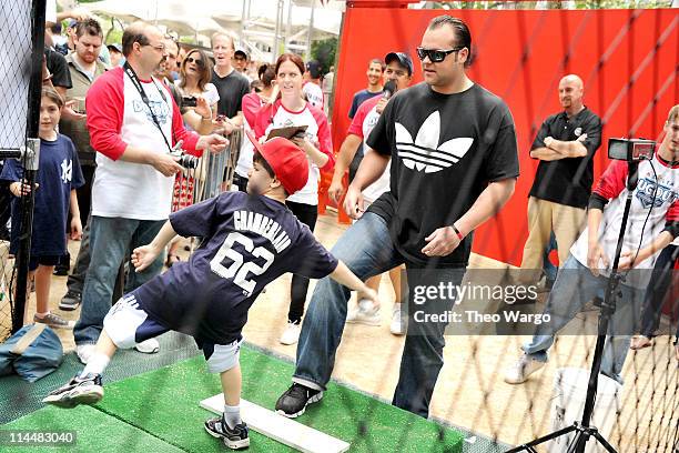 Major League Baseball player Joba Chamberlain of the New York Yankees attends Delta Air Lines Hosts the "Delta Dugout" at Madison Square Park - Day 2...