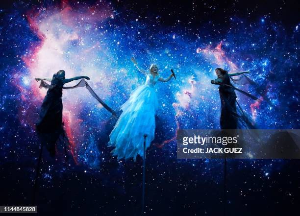 Australia's Kate Miller-Heidke performs the song "Zero Gravity" during the Grand Final of the 64th edition of the Eurovision Song Contest 2019 at...