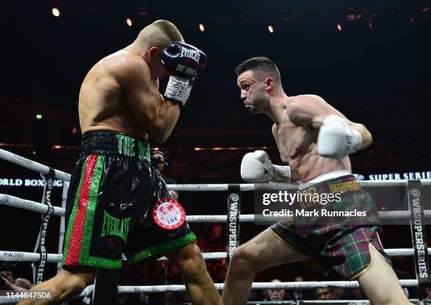 Scu Boxing Josh Taylor of Scotland , takes on Ivan Baranchyk of Russia , during ...