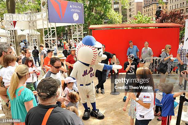 Mr. Met attends Delta Air Lines Hosts the "Delta Dugout" at Madison Square Park - Day 2 at Madison Square Park on May 21, 2011 in New York City.