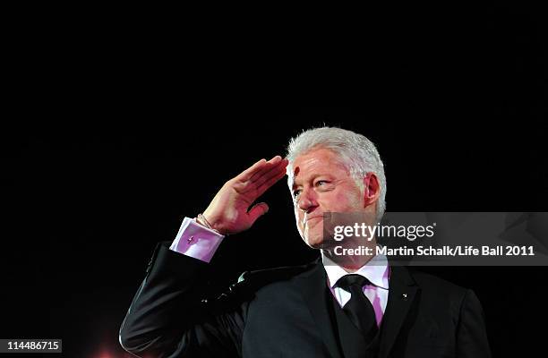 Former U.S. President Bill Clinton speaks during the 19th Life Ball show at the Town Hall on May 21, 2011 in Vienna, Austria.