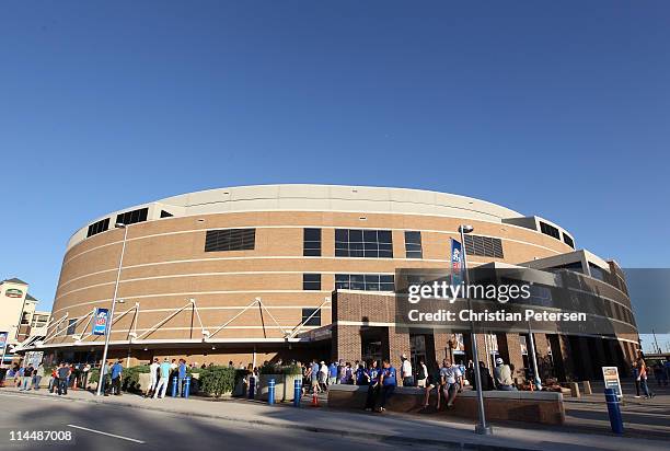 General view of the exterior of Oklahoma City Arena before Game Three of the Western Conference Finals during the 2011 NBA Playoffs between the...