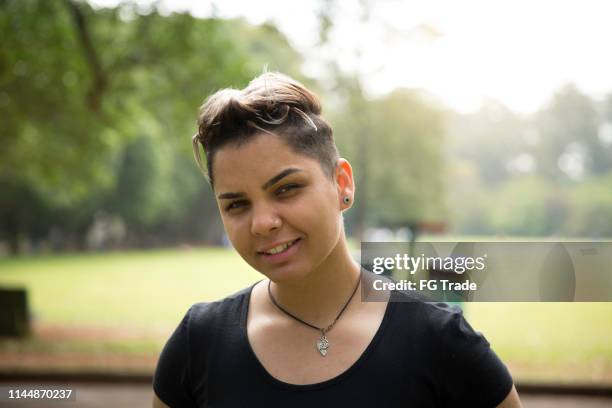 short hair woman portrait - girl short hair stock pictures, royalty-free photos & images