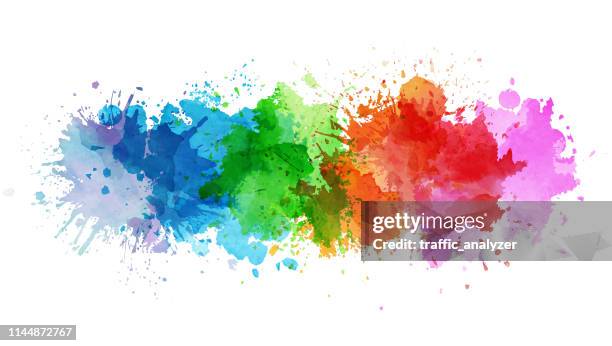 ilustrações de stock, clip art, desenhos animados e ícones de colorful watercolor splashes - paint stroke vector