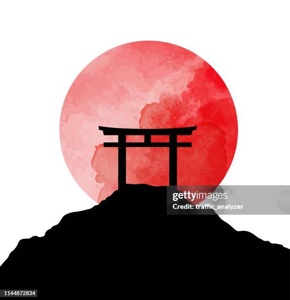 ilustraciones, imágenes clip art, dibujos animados e iconos de stock de torii gates - japón