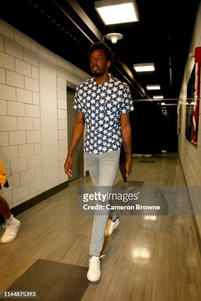 Al-Farouq Aminu of the Portland Trail Blazers arrives to the arena before the game against the Golden State Warriors during Game Three of the Western...