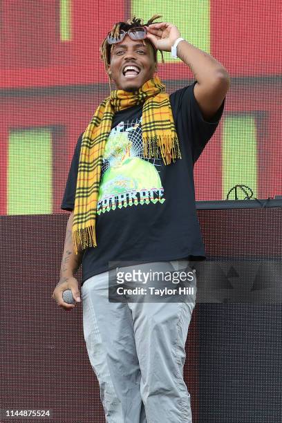 Juice Wrld performs at the 2019 InfieldFest during the 144th Preakness Stakes presented by The Stronach Group at Pimlico Race Track on May 18, 2019...
