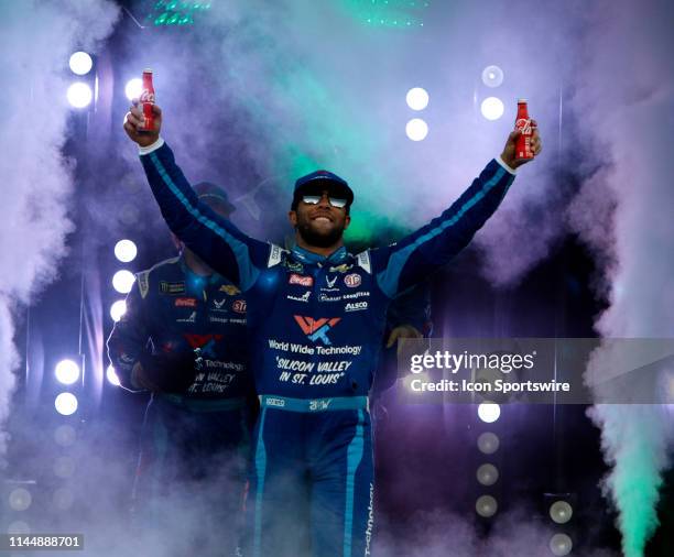 Darrell Wallace Jr., Richard Petty Motorsports, Chevrolet Camaro World Wide Technology during the running of the Monster Energy All-Star race on May...