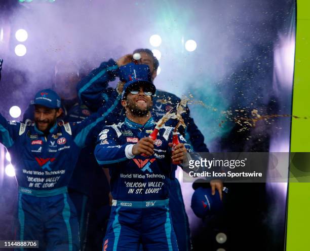 Darrell Wallace Jr., Richard Petty Motorsports, Chevrolet Camaro World Wide Technology during the running of the Monster Energy All-Star race on May...