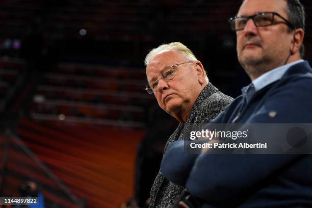 Dusan Ivkovic, former Euroleague coach and a Euroleague Basketball Legend, react during the ANGT Final Championship Game between U18 Mega Bemax...