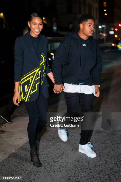 Chanel Iman and Sterling Shepard attend Off-White private dinner at L'Avenue in Midtown on April 24, 2019 in New York City.