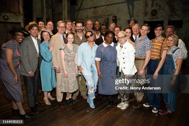 Alicia Keys and castmembers, including Jeff Daniels, Fred Weller, Gbenga Akinnagbe, LaTanya Richardson, Gideon Glick and Celia Keenan-Bolger, pose...