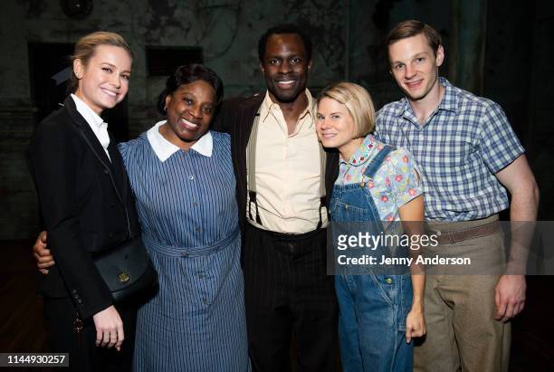 Brie Larson, LaTanya Richardson Jackson, Gbenga Akinnagbe, Celia Keenan-Bolger and Will Pullen backstage at "To Kill a Mockingbird" at the Shubert...