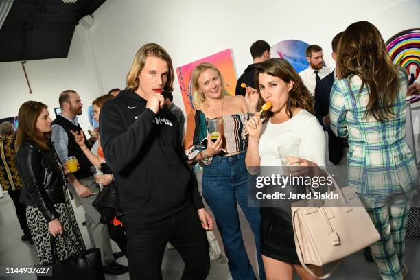 Trevor Van Uden, Antonia Tedroff and Francesca Cerchi attend Callen Schaub's VIP Vernissage 'Fake Art Since '95' at 393 NYC on April 24, 2019 in New...