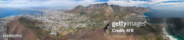 cape town panorama, camps bay, lion's head, signal hill, table mountain, south africa - signal hill cape town stock pictures, royalty-free photos & images