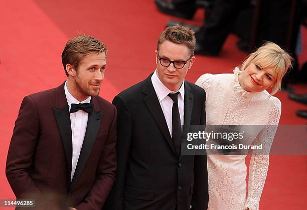 Ryan Gosling, Nicolas Winding Refn, and guest attends the "Les Bien-Aimes" premiere at the Palais des Festivals during the 64th Cannes Film Festival...