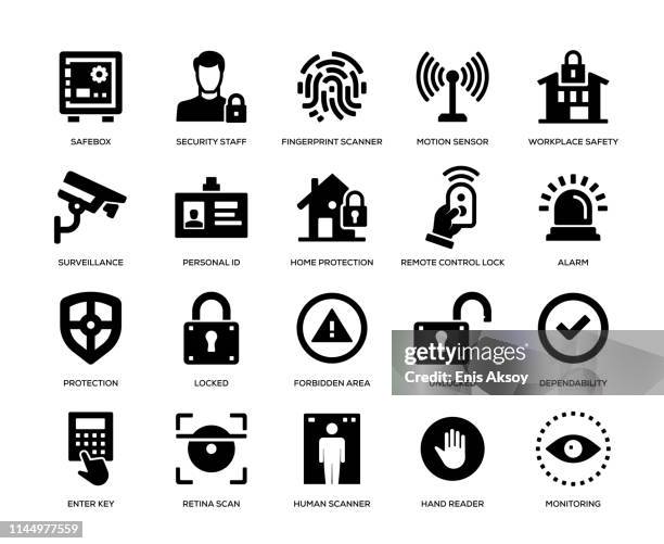 sicherheitssymbol-set - fingerprint scanner stock-grafiken, -clipart, -cartoons und -symbole