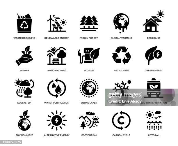 ilustraciones, imágenes clip art, dibujos animados e iconos de stock de ecología icon set - desertificación