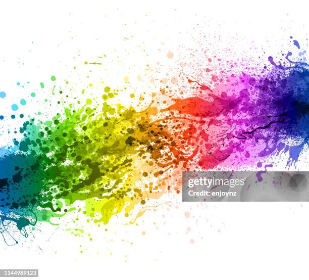 stockillustraties, clipart, cartoons en iconen met rainbow paint splash - spatten beschrijvende begrippen