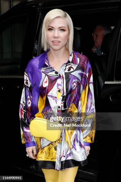 Carly Rae Jepsen arriving at BBC Radio One Live Lounge on April 25, 2019 in London, England.