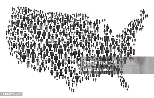 USA Map Made of Grey Stickman Figures USA Map Made of Grey Stickman Figures