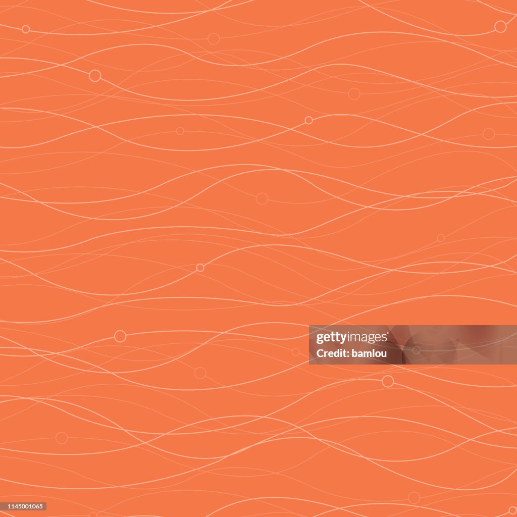 Background Horizontal Curved Lines with Beads Seamless Pattern Coral