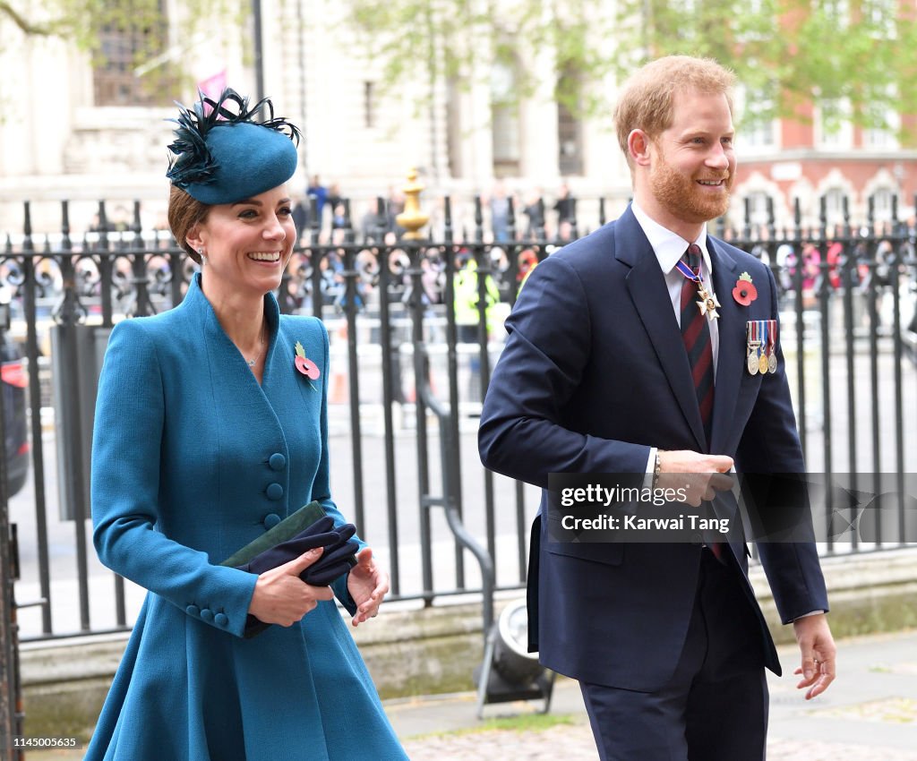 Duchess Of Cambridge and Duke of Sussex Attend ANZAC Day Service