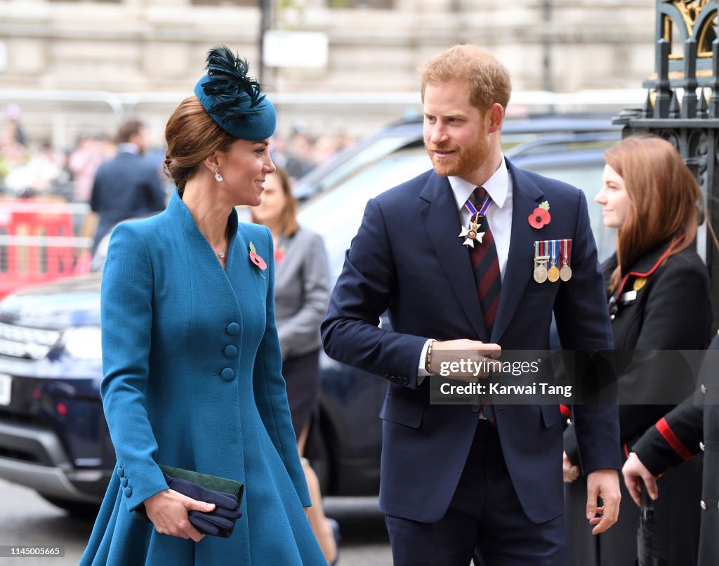 Duchess Of Cambridge and Duke of Sussex Attend ANZAC Day Service