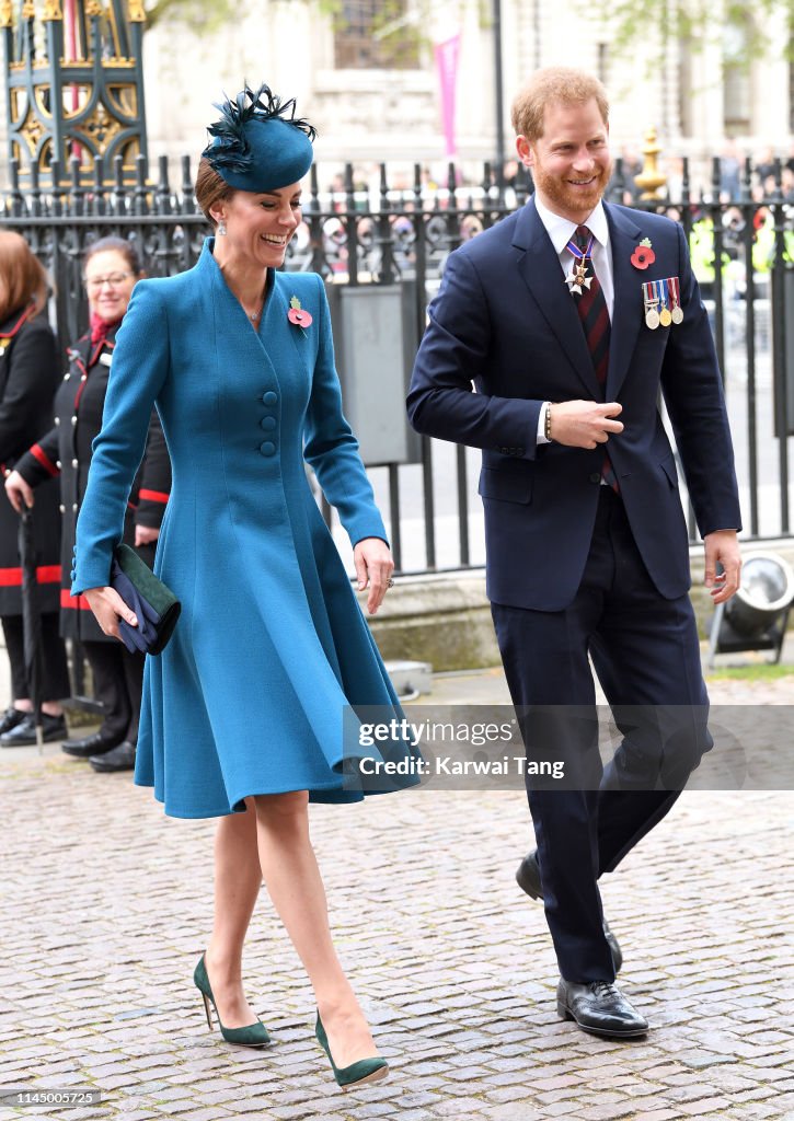 Duchess Of Cambridge and Duke of Sussex Attend ANZAC Day Service