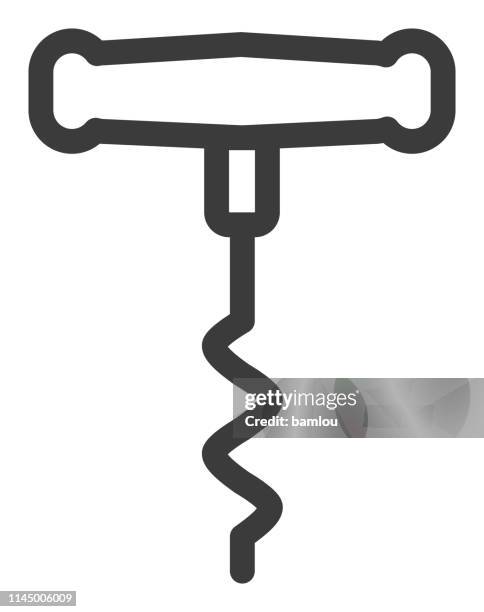 icon corkscrew outline grey basic - bartender stock illustrations