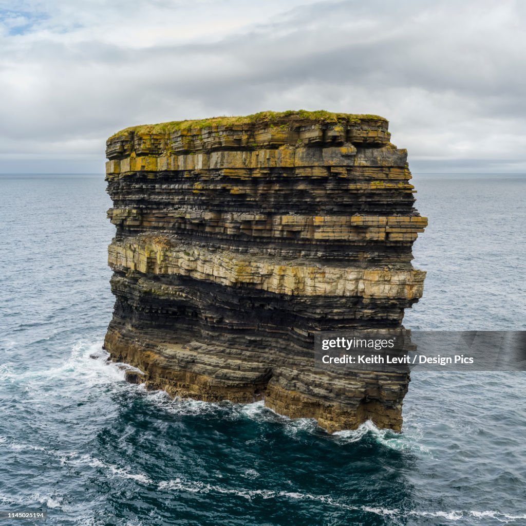 Sea Stack, Dun Briste, in the water along the West coast of Ireland, Downpatrick Head, Wild Atlantic Way