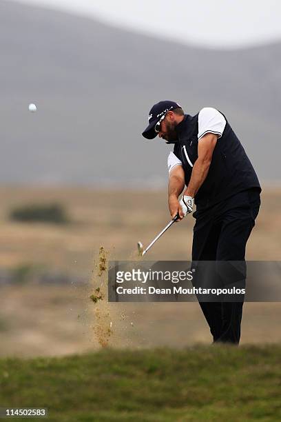 Francois Delamontagne of Fance hits his tee shot on the 15th hole during the final day of the Madeira Islands Open on May 22, 2011 in Porto Santo...