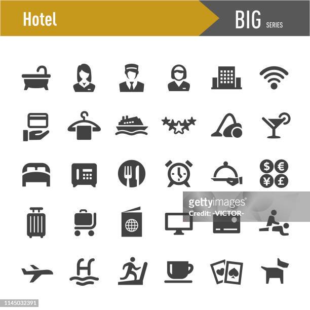 stockillustraties, clipart, cartoons en iconen met hotel iconen-grote series - e waste