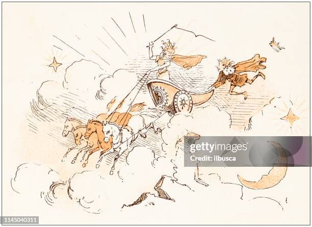 antike illustration aus fabelbildarbeiten: der könig und der abt von canterbury - moon buggy stock-grafiken, -clipart, -cartoons und -symbole