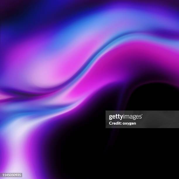 trendy colorful holographic ultra violet neon abstract wave background - liquid foto e immagini stock
