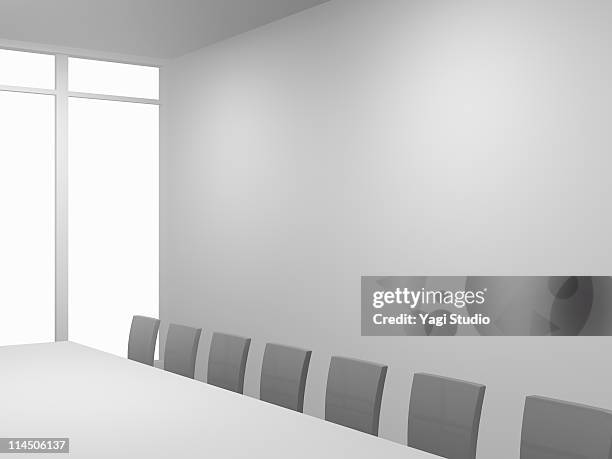 a white room, table and chair - conference room background stock illustrations