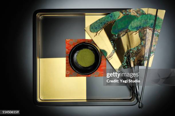 a japanese tea ceremony - tea top view stock illustrations