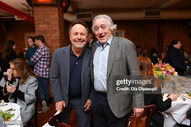 Billy Crystal and Robert De Niro attend the 2019 Tribeca Film Festival Jury Lunch at Tribeca Grill Loft on April 25, 2019 in New York City.