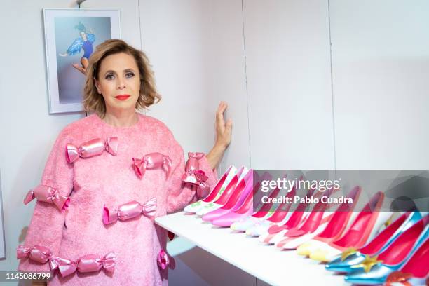 Designer Agatha Ruiz de la Prada attends 'Agatha En Movimiento' exhibition by Lucrecia Diaz on April 25, 2019 in Madrid, Spain.