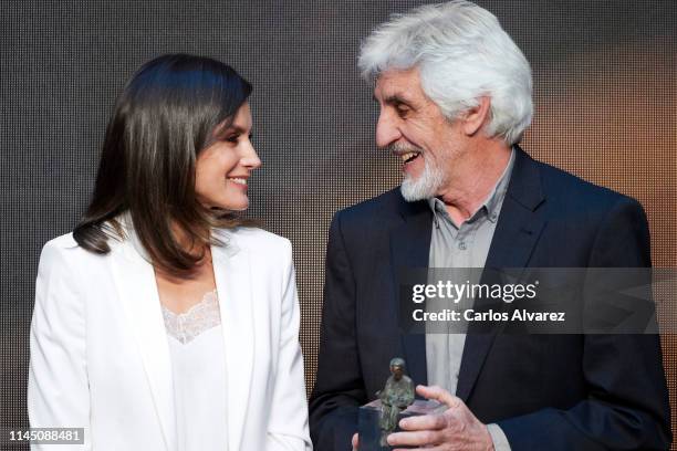 Queen Letizia of Spain attends the 'Gran Angular' and 'El Barco De Vapor' literature awards at Casa de Correos on April 25, 2019 in Madrid, Spain.