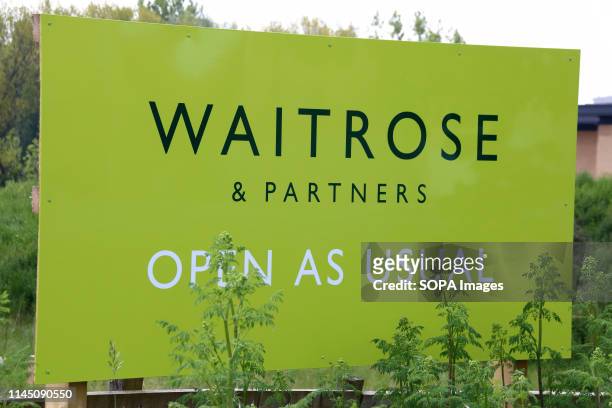 Waitrose store sign seen at the store, One of the Top Ten Supermarket chains / brands in the United Kingdom.