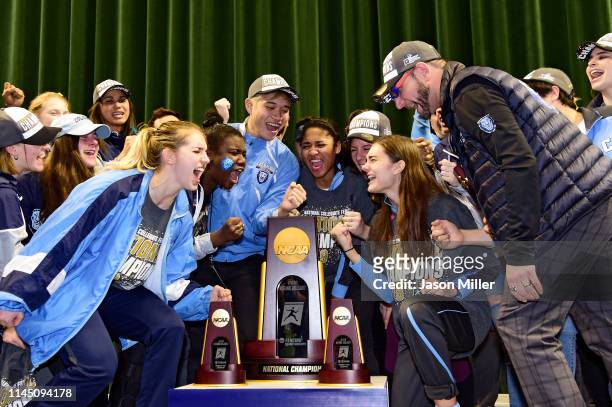The Columbia Lions celebrate their national title during the Division I Women's Fencing Championship held at The Wolstein Center on the Cleveland...