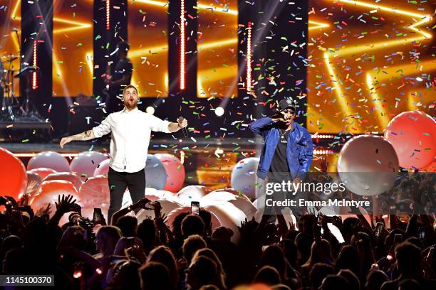 Tony Oller and Malcolm Kelley of MKTO attends WE Day California at The Forum on April 25, 2019 in Inglewood, California.