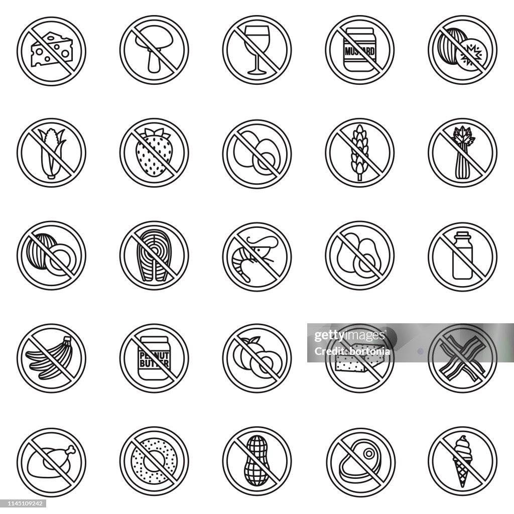 Essen Allergien & Sensitivität Icon Set