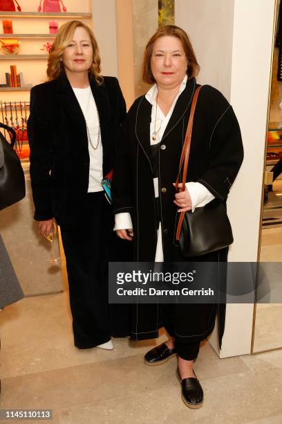 Sarah Mower and Pascale Lepoivre attend the CASA LOEWE New Bond Street opening on April 25, 2019 in London, England.