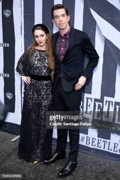 Annamarie Tendler and John Mulaney attend "Beetlejuice" Broadway opening night at Winter Garden Theatre on April 25, 2019 in New York City.